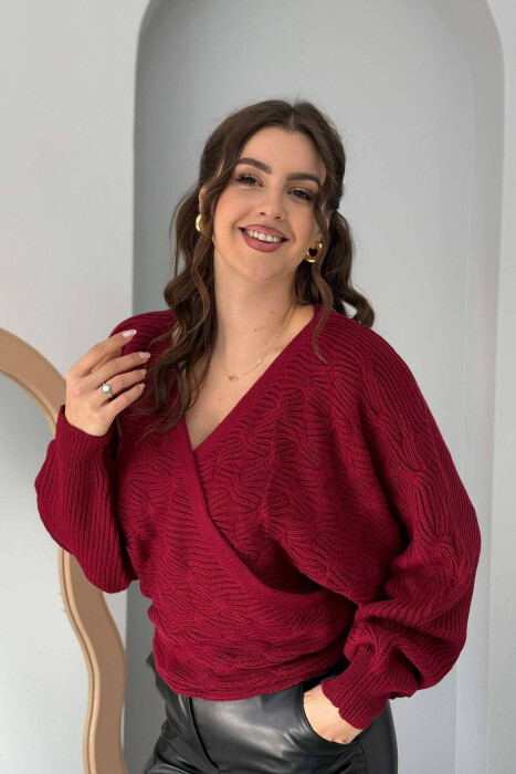 LACINGS KNITTED WOMEN SWEATER BURGUNDY/VISHNJE 