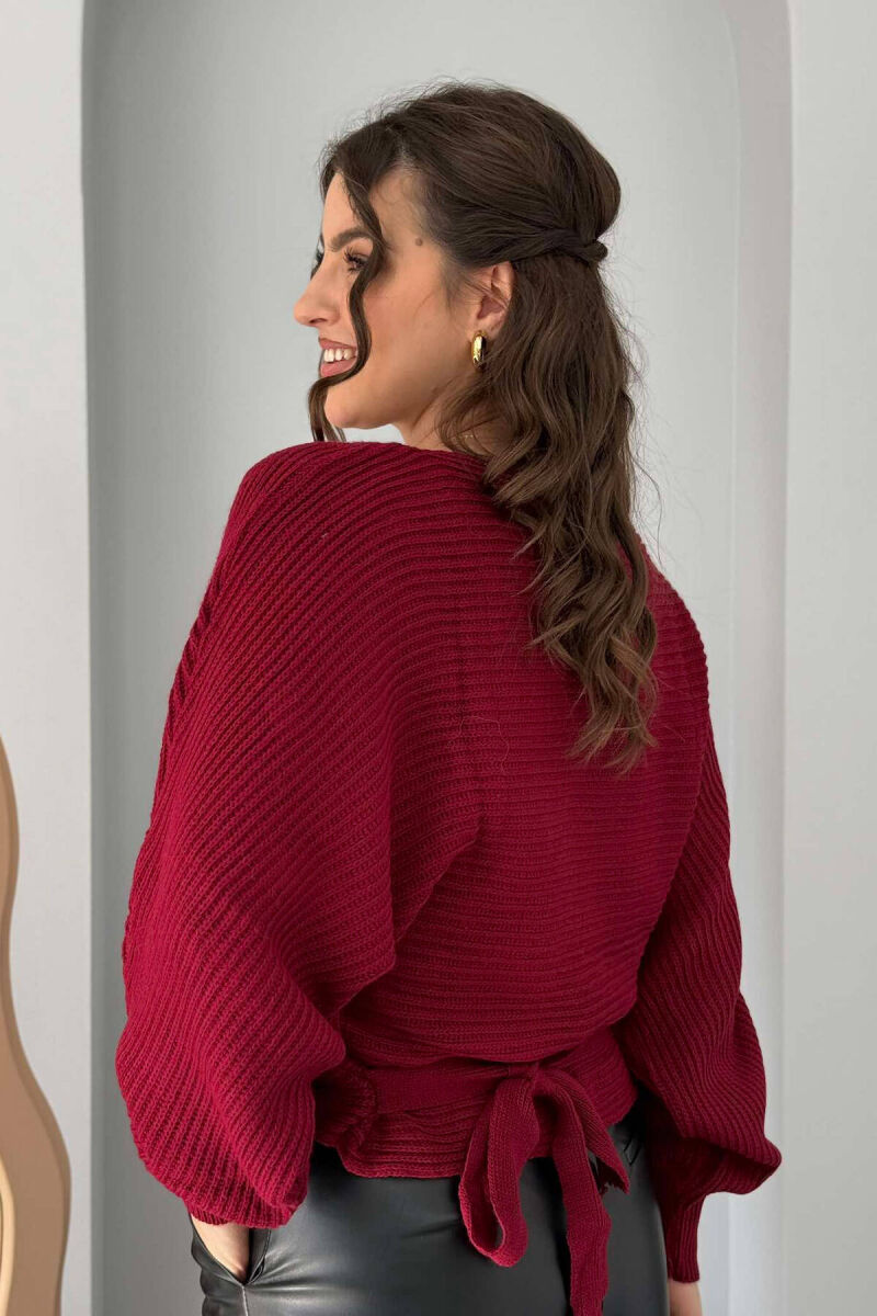 LACINGS KNITTED WOMEN SWEATER BURGUNDY/VISHNJE - 4