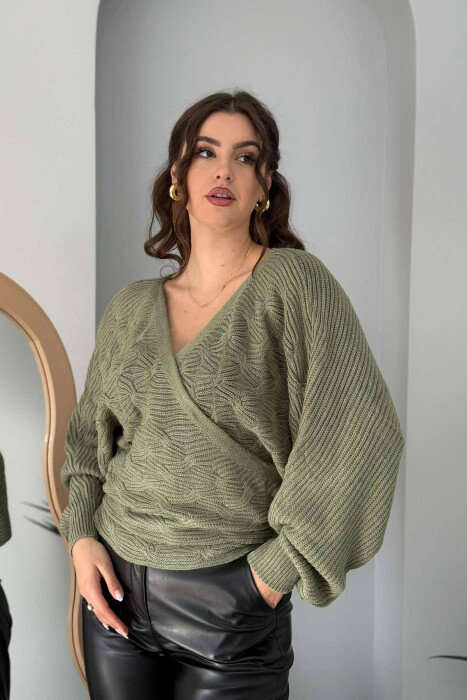 LACINGS KNITTED WOMEN SWEATER GREEN/JESHILE 