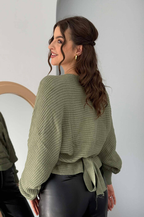 LACINGS KNITTED WOMEN SWEATER GREEN/JESHILE - 4