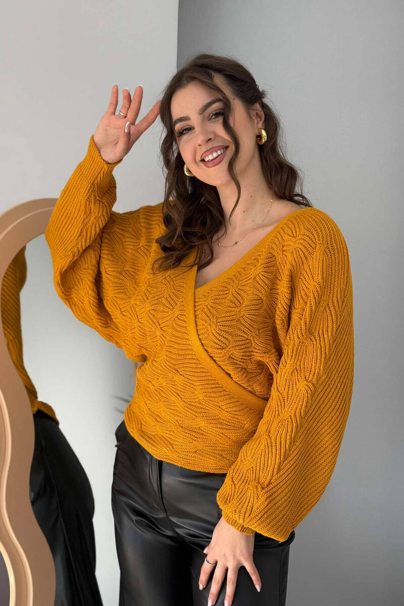 LACINGS KNITTED WOMEN SWEATER MUSTARD/MUSTARDE - 2