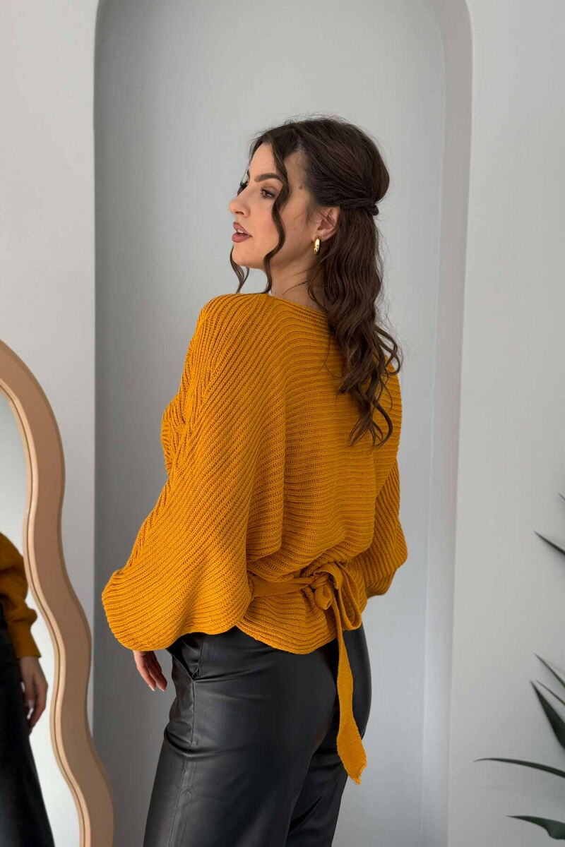 LACINGS KNITTED WOMEN SWEATER MUSTARD/MUSTARDE - 3