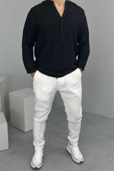 LACINGS ONE COLOR MEN PANTS WHITE-E BARDHE - 1