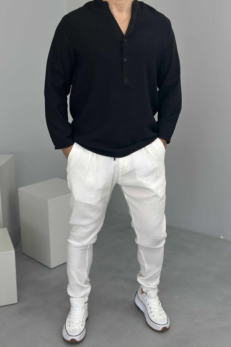 LACINGS ONE COLOR MEN PANTS WHITE-E BARDHE - 1