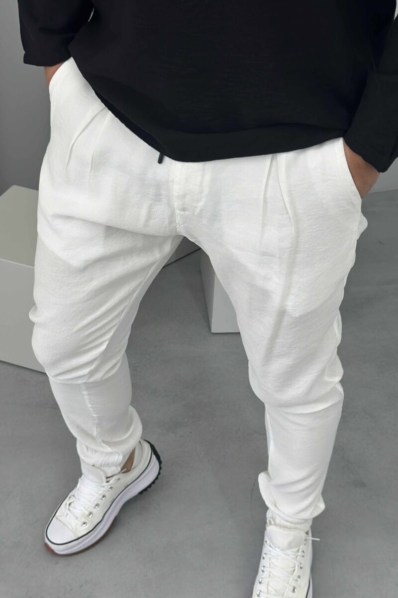 LACINGS ONE COLOR MEN PANTS WHITE-E BARDHE - 2