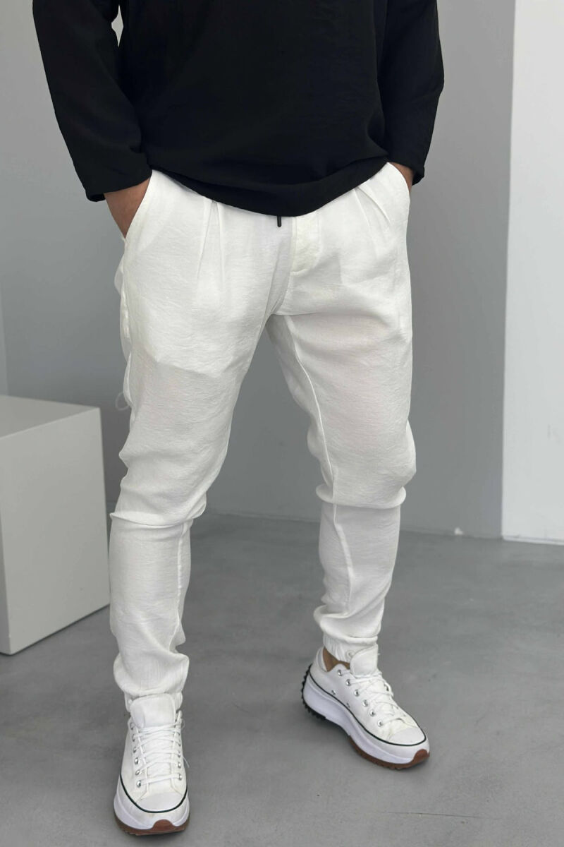 LACINGS ONE COLOR MEN PANTS WHITE-E BARDHE - 4