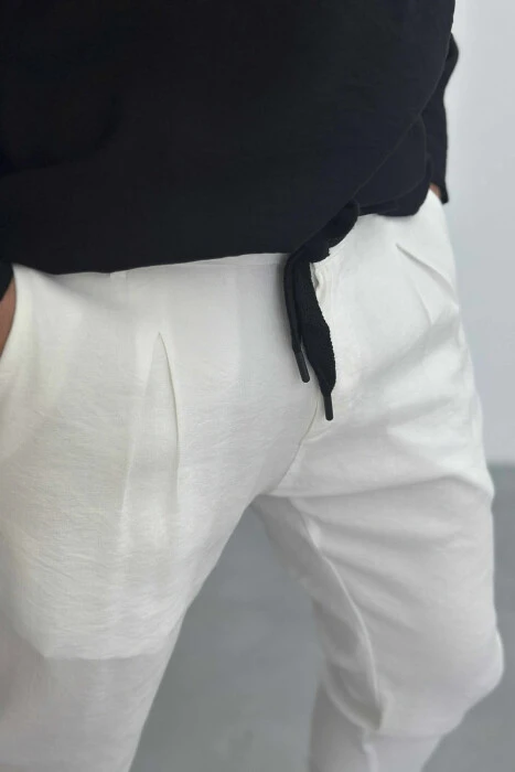 LACINGS ONE COLOR MEN PANTS WHITE-E BARDHE - 5