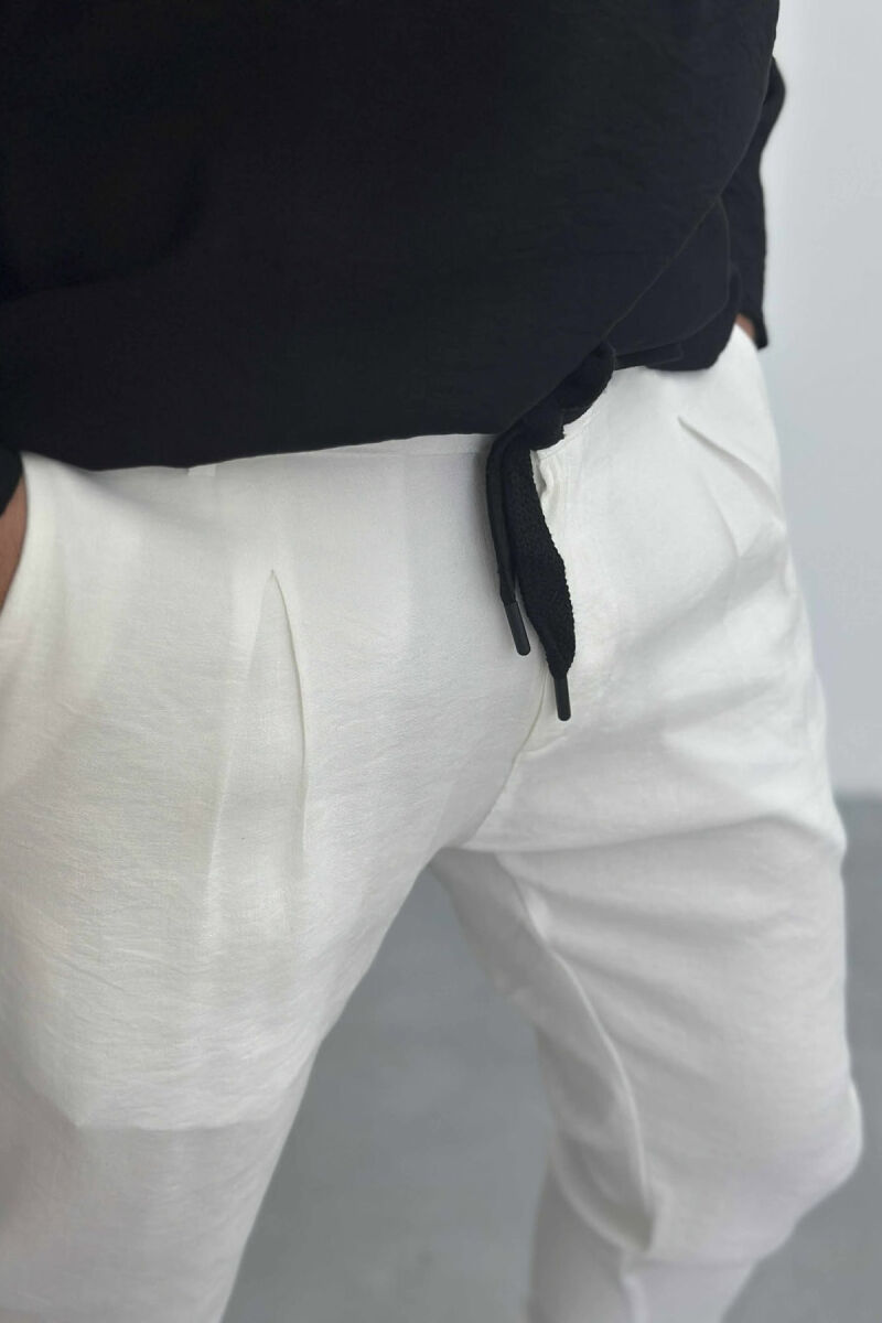 LACINGS ONE COLOR MEN PANTS WHITE-E BARDHE - 5