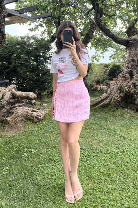 LACINGS ONE COLOR WOMEN SKORT PINK/ROZE - 2