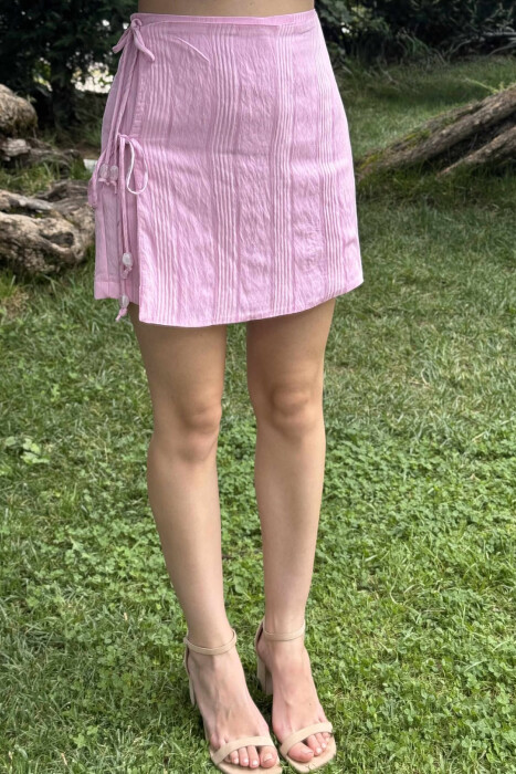 LACINGS ONE COLOR WOMEN SKORT PINK/ROZE - 4