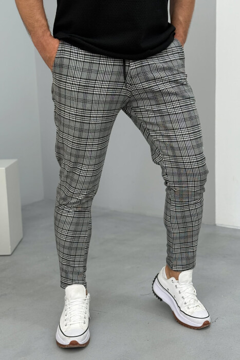 LACINGS PLAID MEN PANTS BLACK-WHITE/ZEBA - 2