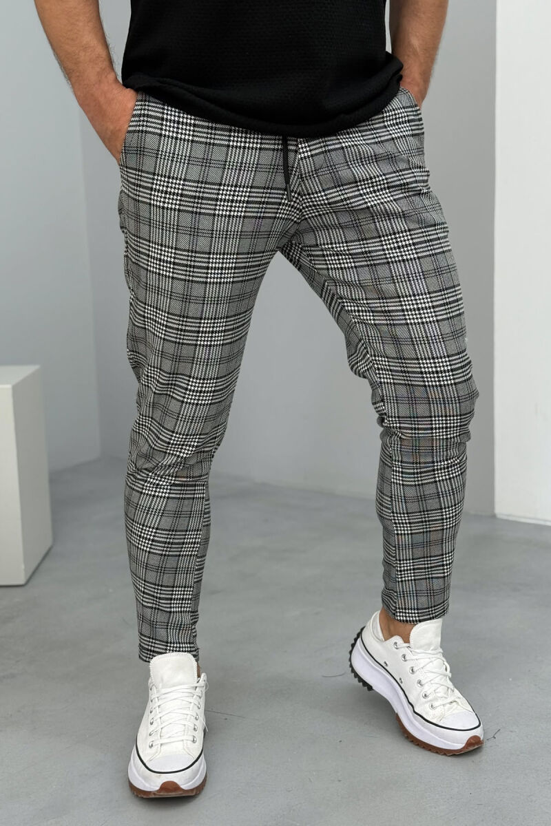 LACINGS PLAID MEN PANTS BLACK-WHITE/ZEBA - 2