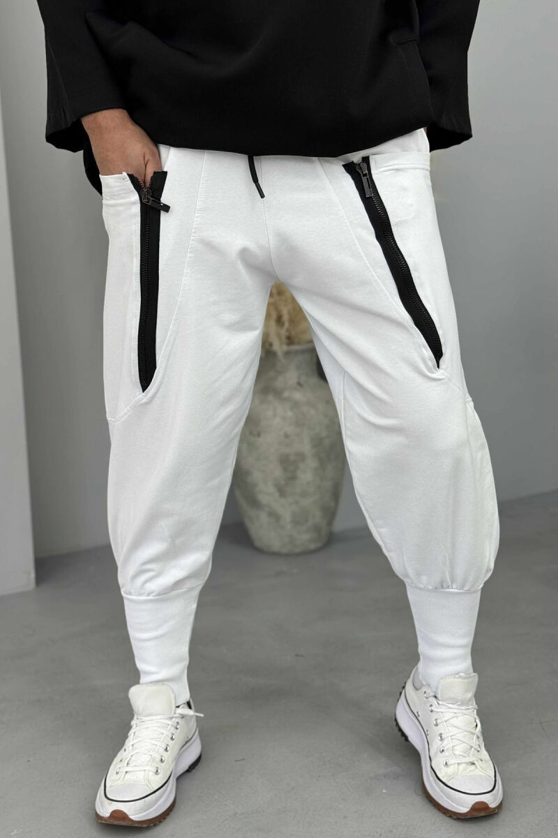 LACINGS POCKETS DETAIL MEN PANTS WHITE-E BARDHE - 4