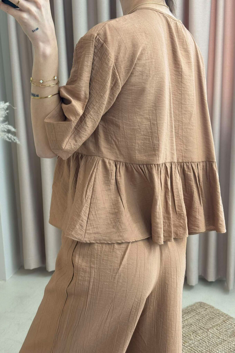LACINGS SHIRT+TROUSERS ONE COLOR WOMEN SET BEIGE/BEZHE - 3