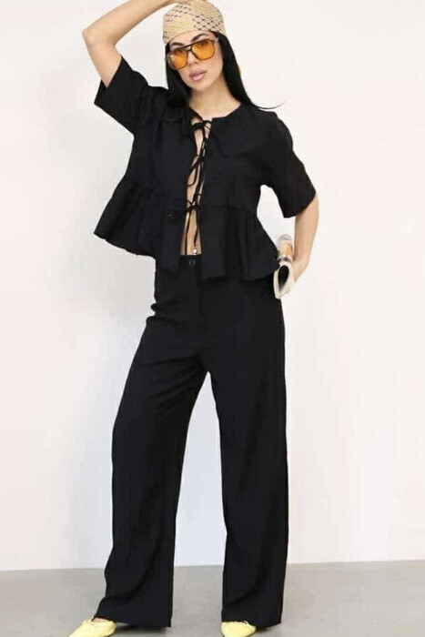 LACINGS SHIRT+TROUSERS ONE COLOR WOMEN SET BLACK/ E ZEZE - 6