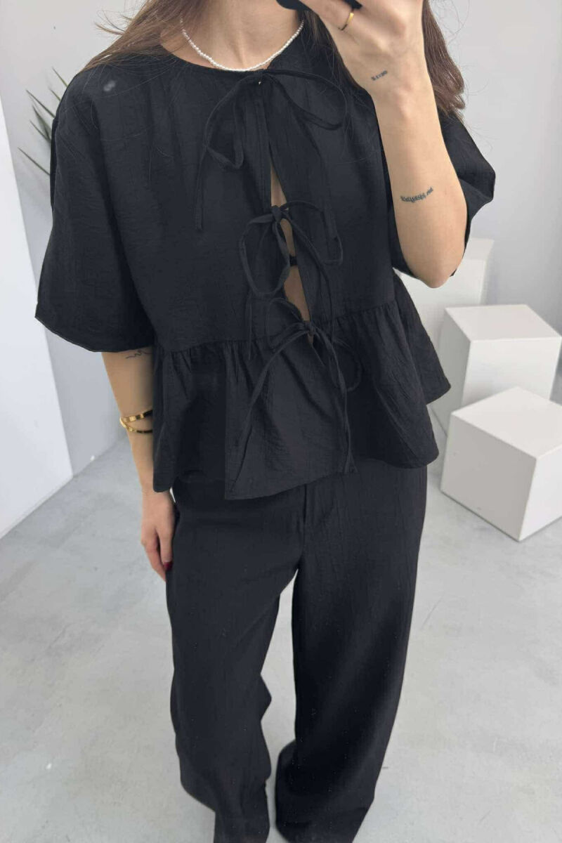 LACINGS SHIRT+TROUSERS ONE COLOR WOMEN SET BLACK/ E ZEZE - 6