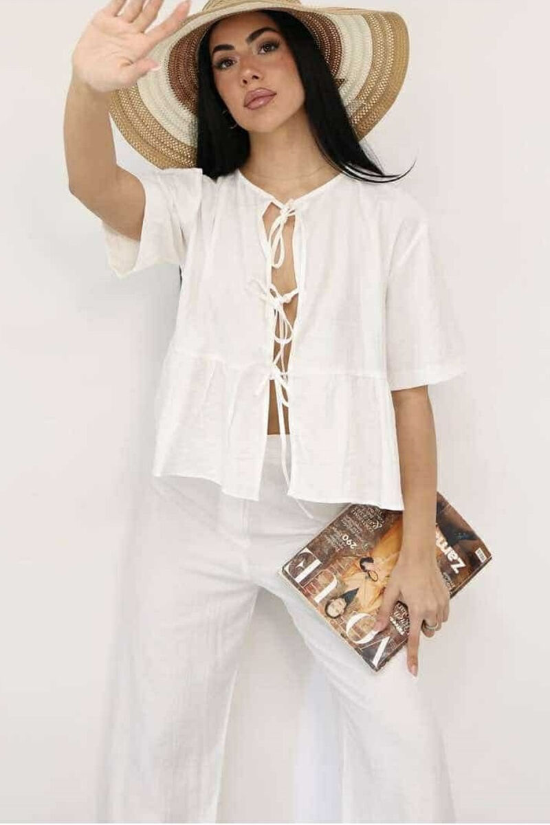 LACINGS SHIRT+TROUSERS ONE COLOR WOMEN SET WHITE-E BARDHE - 4