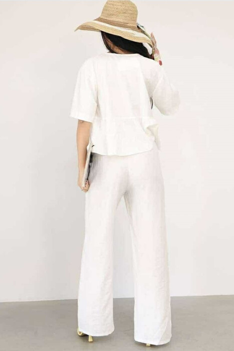 LACINGS SHIRT+TROUSERS ONE COLOR WOMEN SET WHITE-E BARDHE - 5