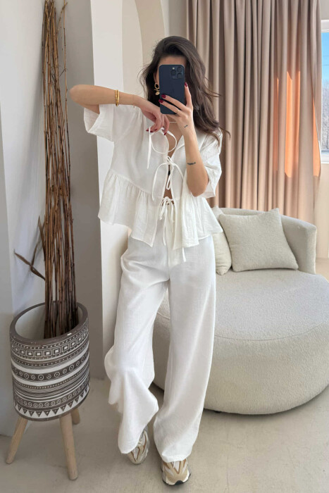 LACINGS SHIRT+TROUSERS ONE COLOR WOMEN SET WHITE-E BARDHE - 1