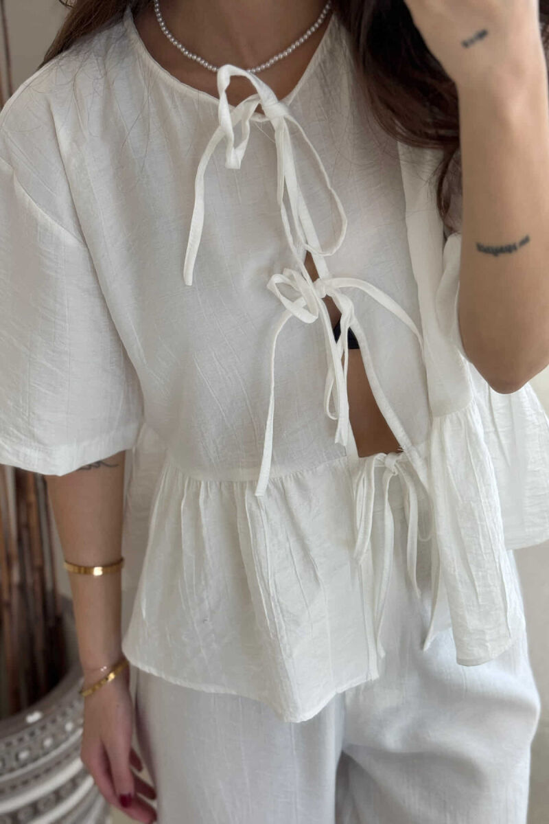 LACINGS SHIRT+TROUSERS ONE COLOR WOMEN SET WHITE-E BARDHE - 2