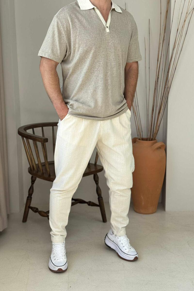 LACINGS SIMPLE MEN PANTS CREAM/KREM - 1