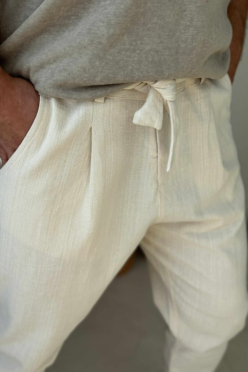 LACINGS SIMPLE MEN PANTS CREAM/KREM - 3