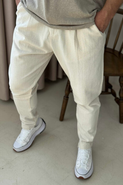 LACINGS SIMPLE MEN PANTS CREAM/KREM - 4