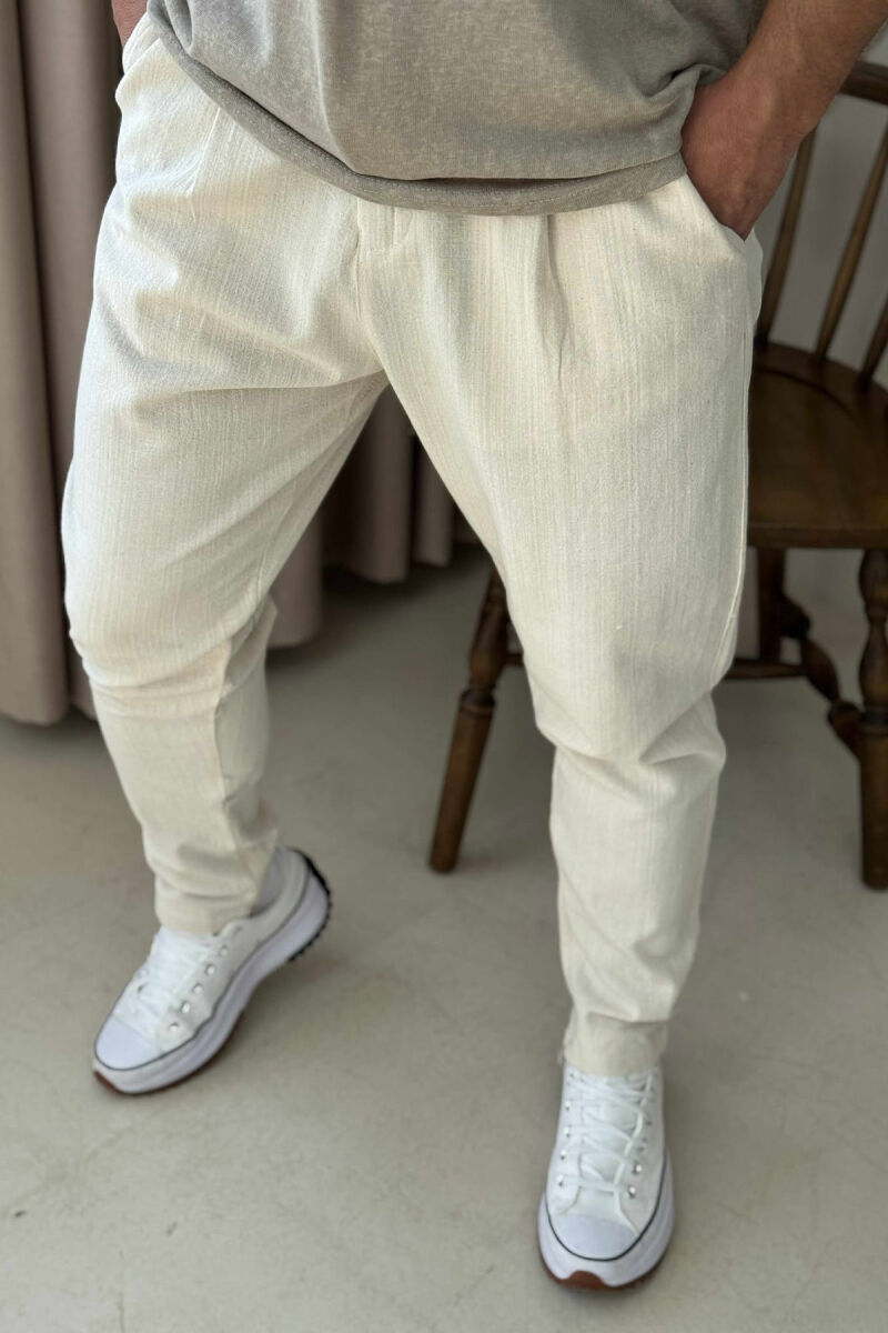LACINGS SIMPLE MEN PANTS CREAM/KREM - 4