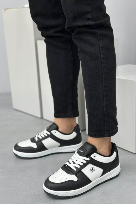 LACINGS SIMPLE MEN SNEAKERS WHITE-BLACK/BAZE - KLAUDIO FASHION