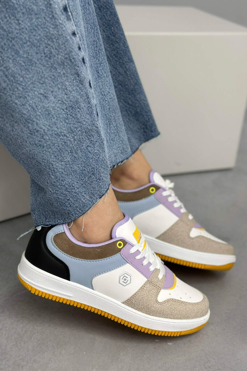 LACINGS SIMPLE WOMEN SNEAKERS BLACK-PURPLE/ZELE - 1