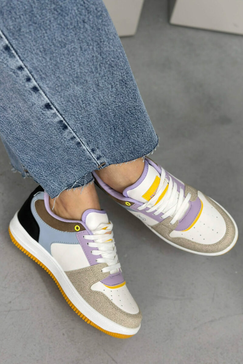LACINGS SIMPLE WOMEN SNEAKERS BLACK-PURPLE/ZELE - 4