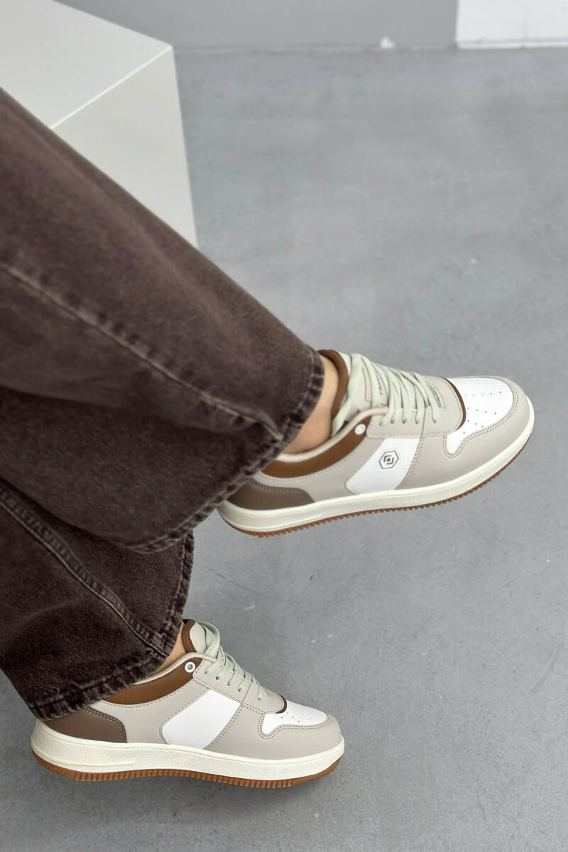 LACINGS SIMPLE WOMEN SNEAKERS CREAM-BROWN/KRKA - 5