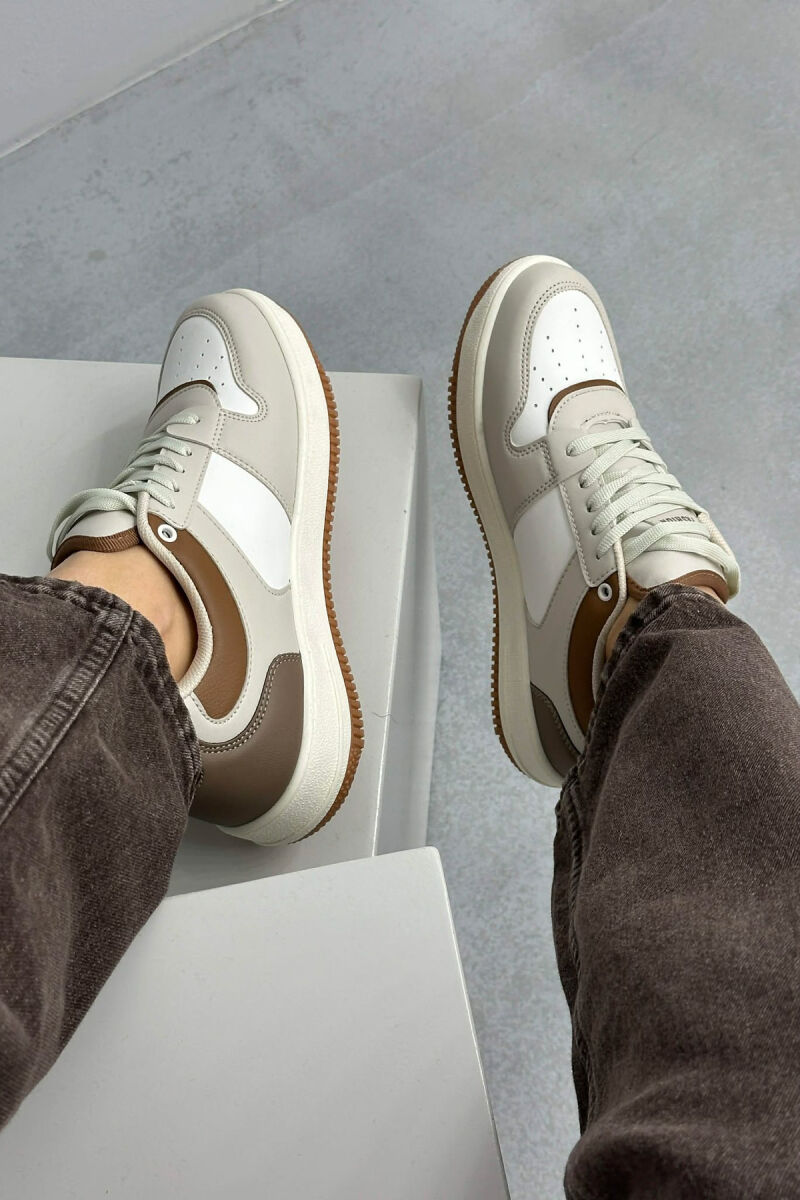 LACINGS SIMPLE WOMEN SNEAKERS CREAM-BROWN/KRKA - 7