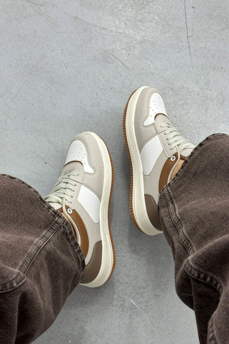 LACINGS SIMPLE WOMEN SNEAKERS CREAM-BROWN/KRKA - 8