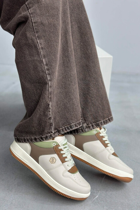 LACINGS SIMPLE WOMEN SNEAKERS GREEN-BROWN/JEKA 