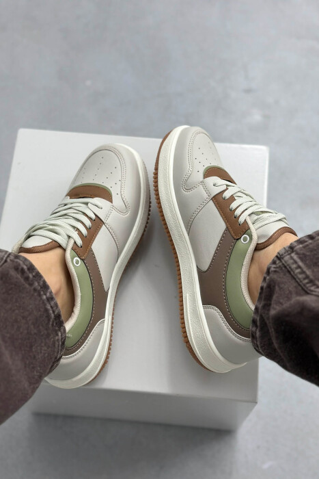 LACINGS SIMPLE WOMEN SNEAKERS GREEN-BROWN/JEKA - 4