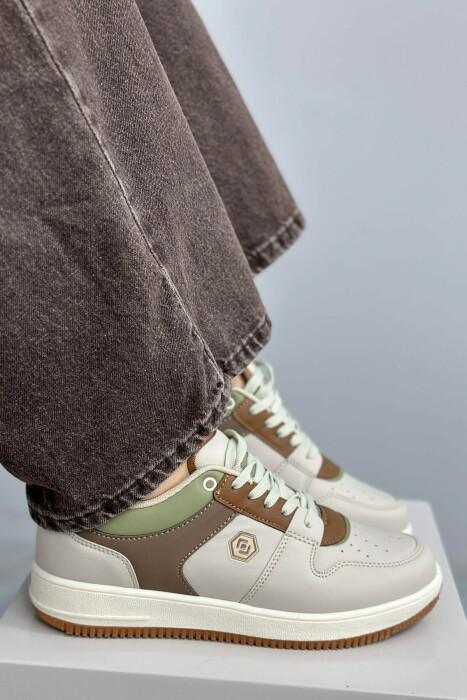 LACINGS SIMPLE WOMEN SNEAKERS GREEN-BROWN/JEKA - 3