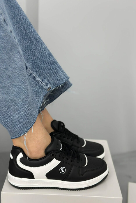 LACINGS SIMPLE WOMEN SNEAKERS WHITE-BLACK/BAZE - 1