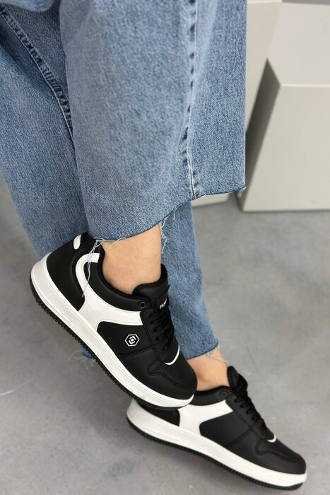 LACINGS SIMPLE WOMEN SNEAKERS WHITE-BLACK/BAZE - 2