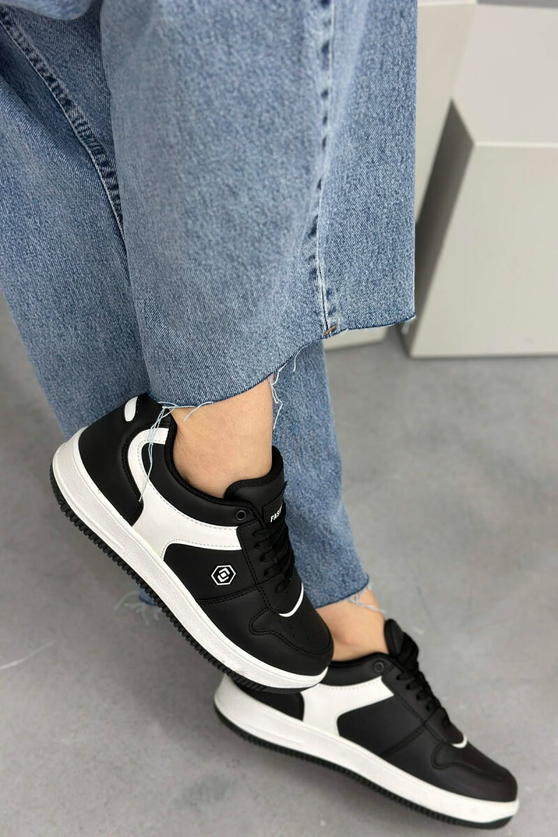 LACINGS SIMPLE WOMEN SNEAKERS WHITE-BLACK/BAZE - 2