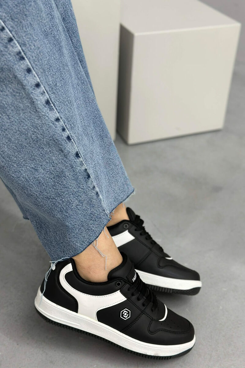 LACINGS SIMPLE WOMEN SNEAKERS WHITE-BLACK/BAZE - 4