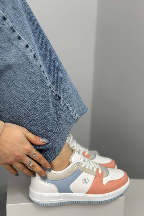 LACINGS SIMPLE WOMEN SNEAKERS WHITE-POWDER/BAPU - 6