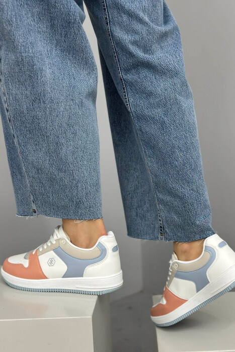 LACINGS SIMPLE WOMEN SNEAKERS WHITE-POWDER/BAPU - 4