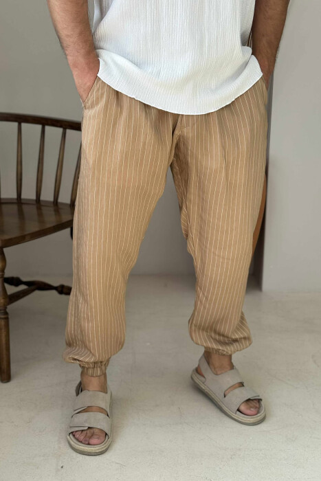 LACINGS STRIPED MEN PANTS BROWN/KAFE - 4