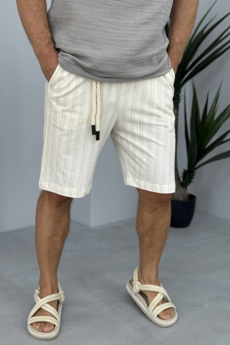 LACINGS STRIPED MEN SHORT PANTS CREAM/KREM - 3