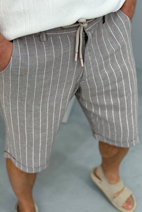 LACINGS STRIPED MEN SHORT PANTS LIGHT GREY/GZ - 2