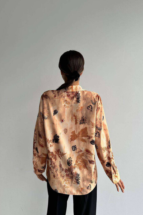 LEAF DESIGN WOMEN SHIRT BROWN/KAFE - 5