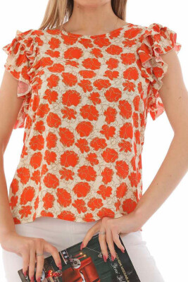 LEAF DESIGN WOMEN T-SHIRT ORANGE/PORTOKALLI 