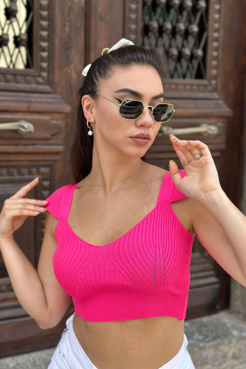 LEAF DETAIL WOMAN TOP FUCHSIA/CIKLAMI - 1