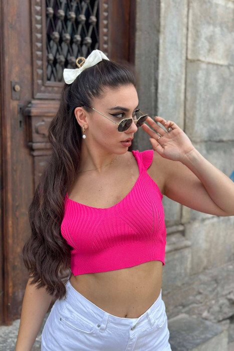 LEAF DETAIL WOMAN TOP FUCHSIA/CIKLAMI - 2